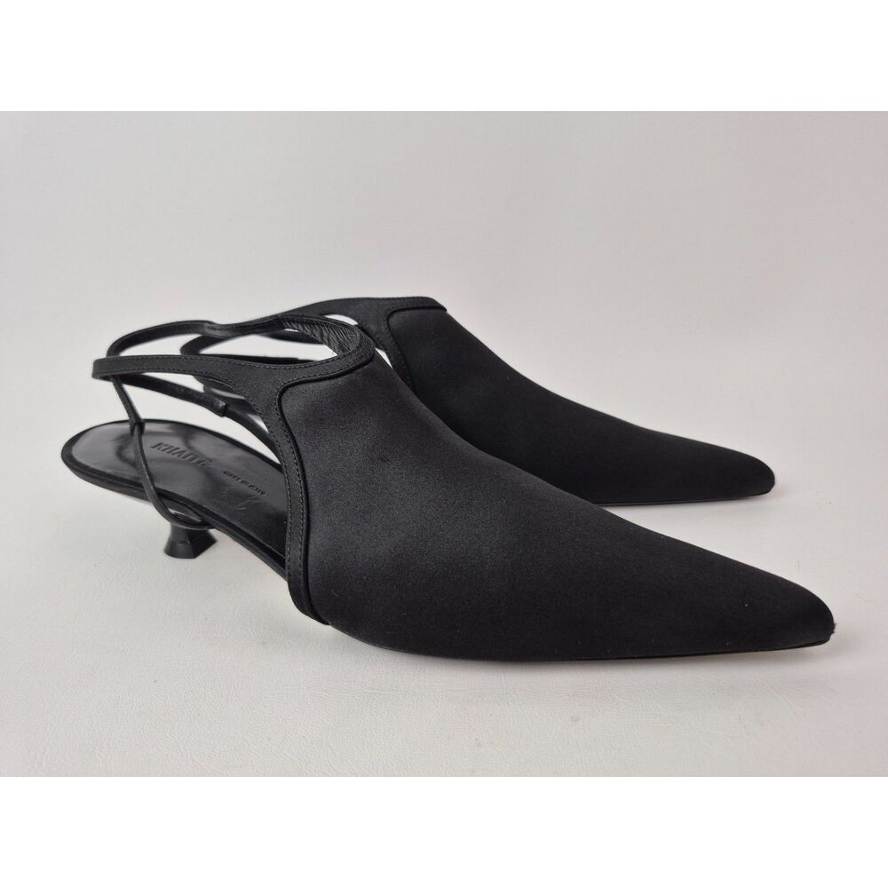 KHAITE Women's Black Lafayette Satin Slingback Pumps Size 37